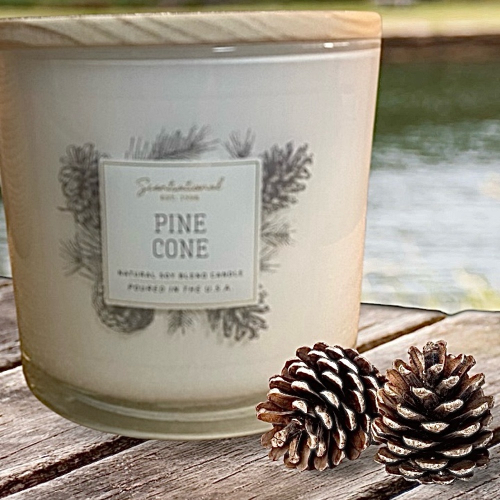 SCENTSATIONAL JUMBO 3 WICK CANDLE IN PINE CONE  ( 26 OZ )